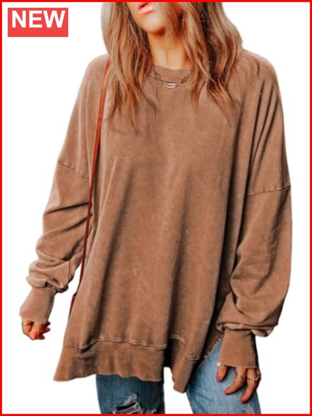 Oversized Crewneck Pullover Sweatshirt Fall Winter